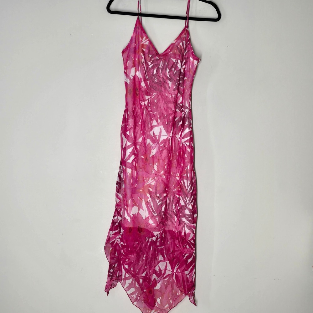 Rampage Y2K Pink Sheer Floral Slip Dress Coquette Fairycore Womens 11